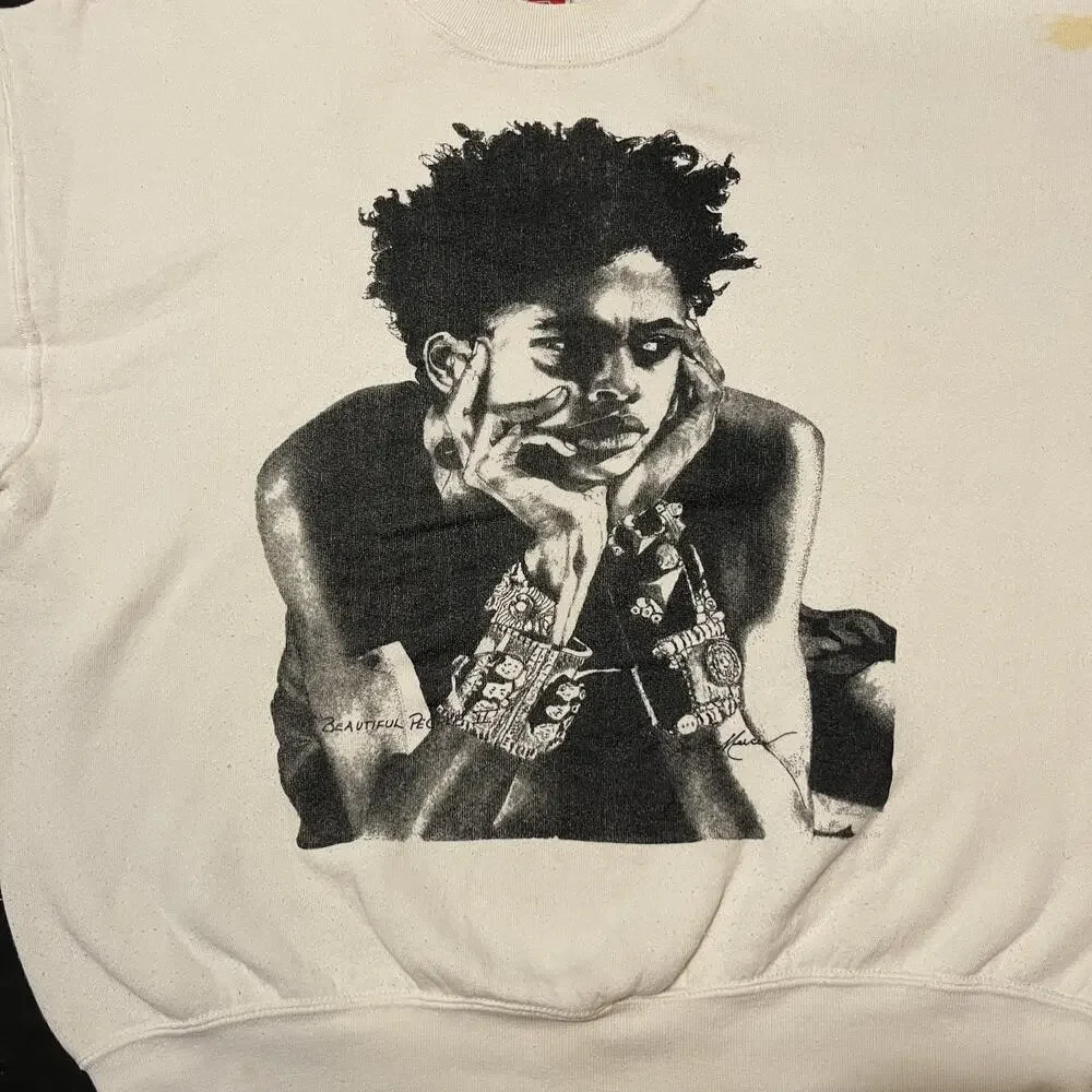 Vintage Beautiful People Sweatshirt Lenny Kravitz Black Beauty Art Print 90s USA